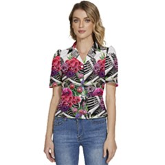 Puffed Short Sleeve Button Up Jacket 