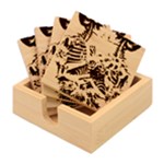 Gothic Floral Skeletons Bamboo Coaster Set