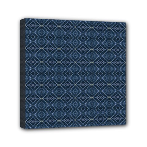Blue Diamonds Motif Fancy Pattern Design Mini Canvas 6  x 6  (Stretched) from ArtsNow.com