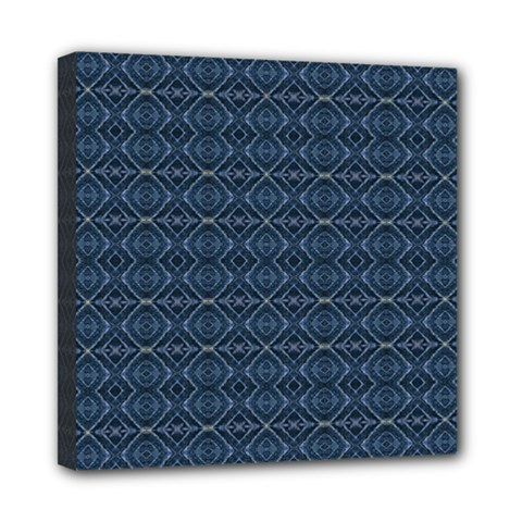 Blue Diamonds Motif Fancy Pattern Design Mini Canvas 8  x 8  (Stretched) from ArtsNow.com