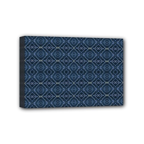 Blue Diamonds Motif Fancy Pattern Design Mini Canvas 6  x 4  (Stretched) from ArtsNow.com