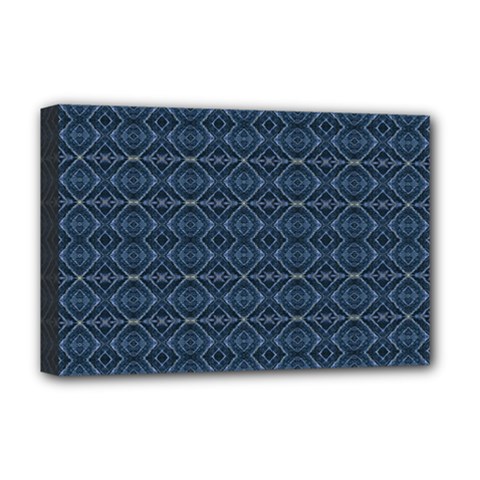 Blue Diamonds Motif Fancy Pattern Design Deluxe Canvas 18  x 12  (Stretched) from ArtsNow.com