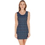 Blue Diamonds Motif Fancy Pattern Design Bodycon Dress