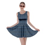 Blue Diamonds Motif Fancy Pattern Design Skater Dress