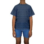 Blue Diamonds Motif Fancy Pattern Design Kids  Short Sleeve Swimwear