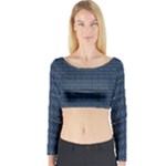 Blue Diamonds Motif Fancy Pattern Design Long Sleeve Crop Top