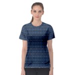 Blue Diamonds Motif Fancy Pattern Design Women s Sport Mesh Tee