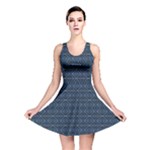 Blue Diamonds Motif Fancy Pattern Design Reversible Skater Dress