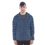 Blue Diamonds Motif Fancy Pattern Design Men s Hooded Windbreaker