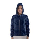 Blue Diamonds Motif Fancy Pattern Design Women s Hooded Windbreaker