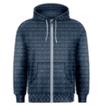 Blue Diamonds Motif Fancy Pattern Design Men s Zipper Hoodie