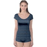 Blue Diamonds Motif Fancy Pattern Design Boyleg Leotard 