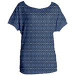 Blue Diamonds Motif Fancy Pattern Design Women s Oversized Tee