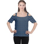 Blue Diamonds Motif Fancy Pattern Design Cutout Shoulder Tee