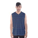 Blue Diamonds Motif Fancy Pattern Design Men s Basketball Tank Top