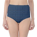 Blue Diamonds Motif Fancy Pattern Design Classic High-Waist Bikini Bottoms