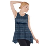 Blue Diamonds Motif Fancy Pattern Design Side Drop Tank Tunic