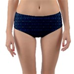 Blue Diamonds Motif Fancy Pattern Design Reversible Mid-Waist Bikini Bottoms