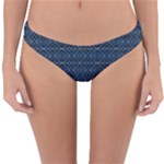 Blue Diamonds Motif Fancy Pattern Design Reversible Hipster Bikini Bottoms