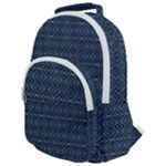 Blue Diamonds Motif Fancy Pattern Design Rounded Multi Pocket Backpack