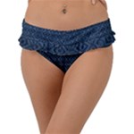 Blue Diamonds Motif Fancy Pattern Design Frill Bikini Bottoms