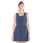 Blue Diamonds Motif Fancy Pattern Design Scoop Neck Skater Dress