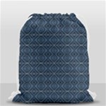 Blue Diamonds Motif Fancy Pattern Design Drawstring Bag (Small)