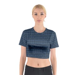 Blue Diamonds Motif Fancy Pattern Design Cotton Crop Top from ArtsNow.com