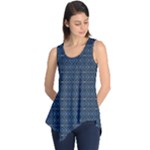 Blue Diamonds Motif Fancy Pattern Design Sleeveless Tunic