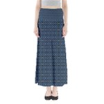 Blue Diamonds Motif Fancy Pattern Design Full Length Maxi Skirt