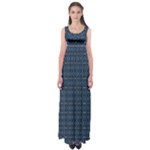 Blue Diamonds Motif Fancy Pattern Design Empire Waist Maxi Dress