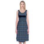 Blue Diamonds Motif Fancy Pattern Design Midi Sleeveless Dress