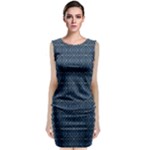 Blue Diamonds Motif Fancy Pattern Design Classic Sleeveless Midi Dress