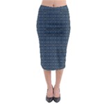 Blue Diamonds Motif Fancy Pattern Design Midi Pencil Skirt