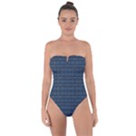 Blue Diamonds Motif Fancy Pattern Design Tie Back One Piece Swimsuit