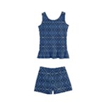 Blue Diamonds Motif Fancy Pattern Design Kids  Boyleg Swimsuit