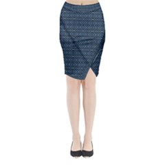 Blue Diamonds Motif Fancy Pattern Design Midi Wrap Pencil Skirt from ArtsNow.com