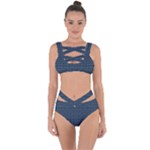 Blue Diamonds Motif Fancy Pattern Design Bandaged Up Bikini Set 