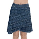 Blue Diamonds Motif Fancy Pattern Design Chiffon Wrap Front Skirt