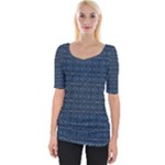 Blue Diamonds Motif Fancy Pattern Design Wide Neckline Tee