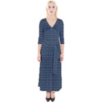 Blue Diamonds Motif Fancy Pattern Design Quarter Sleeve Wrap Maxi Dress