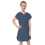 Blue Diamonds Motif Fancy Pattern Design Kids  Drop Waist Dress