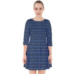 Blue Diamonds Motif Fancy Pattern Design Smock Dress