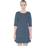 Blue Diamonds Motif Fancy Pattern Design Quarter Sleeve Pocket Dress