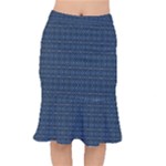 Blue Diamonds Motif Fancy Pattern Design Short Mermaid Skirt