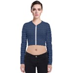 Blue Diamonds Motif Fancy Pattern Design Long Sleeve Zip Up Bomber Jacket