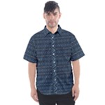 Blue Diamonds Motif Fancy Pattern Design Men s Short Sleeve Shirt