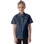 Blue Diamonds Motif Fancy Pattern Design Kids  Short Sleeve Shirt