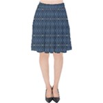 Blue Diamonds Motif Fancy Pattern Design Velvet High Waist Skirt