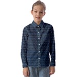 Blue Diamonds Motif Fancy Pattern Design Kids  Long Sleeve Shirt